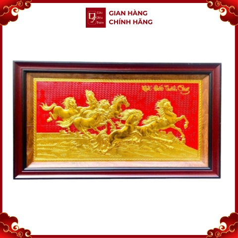 Tranh Đồng Mã Đáo Thành Công , Dát Vàng ( 50x90cm ) - Cửu Diệu Thiên - MD0011