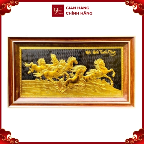 Tranh Đồng Mã Đáo Thành Công , Dát Vàng ( 50x90cm ) - Cửu Diệu Thiên - MD0012