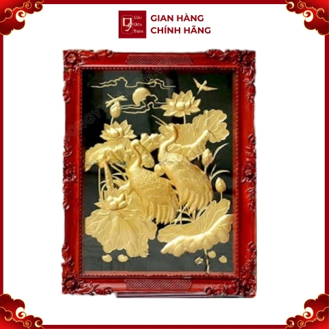 Tranh Sen Hạc - Đồ Đồng Cao Cấp - Cửu Diệu Thiên - THN414