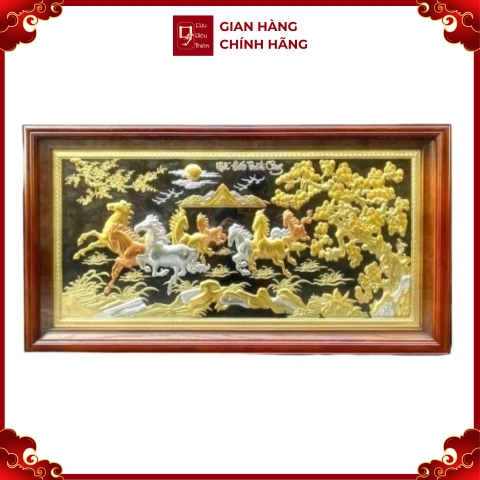 Tranh Đồng Mã Đáo Thành Công , Dát Vàng Bạc ( 50x90cm ) - Cửu Diệu Thiên - MD0013