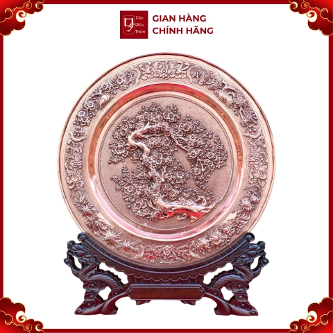 Tranh Đĩa Đồng Mai Khai Phú Quý ( 35x41cm ) - Cửu Diệu Thiên - TD009