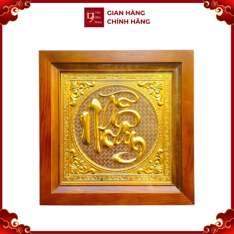 Tranh Đồng Chữ Nhẫn , Dát Vàng ( 38x38cm ) - Cửu Diệu Thiên - CM11
