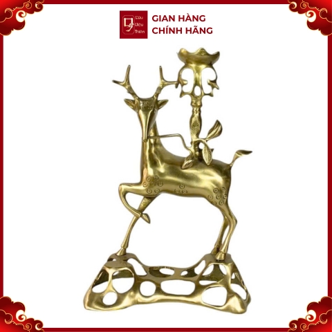 Đôi Hươu Chân Nến - Đồng Vàng Cao Cấp - Cửu Diệu Thiên - ZH001