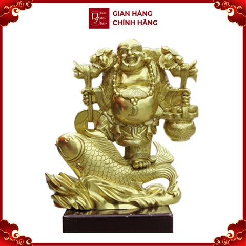 Tượng Phật Di Lắc Cưỡi Cá Chép - Đồ Đồng Cao Cấp - Cửu Diệu Thiên - THN050