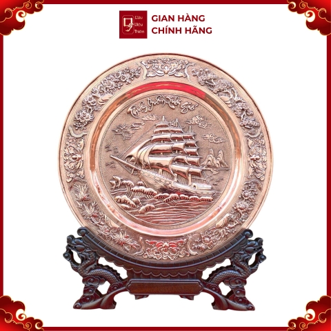 Tranh Đĩa Đồng Thuận Buồm Xuôi Gió ( 35x41cm ) - Cửu Diệu Thiên - TD001