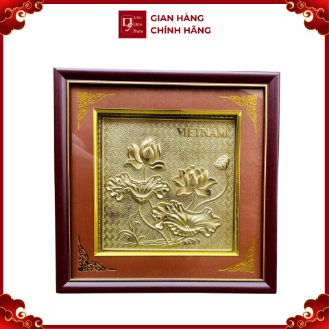 Tranh Đồng Hoa Sen ( 26x26cm ) - Cửu Diệu Thiên - SH046