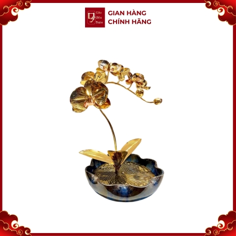 Hoa Lan Mạ Vàng 24k - Đồ Đồng Cao Cấp - Cửu Diệu Thiên - THN127
