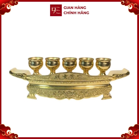 Bộ Kỷ Ngai 5 Chén - Đồng Vàng Cao Cấp - Cửu Diệu Thiên - KN005