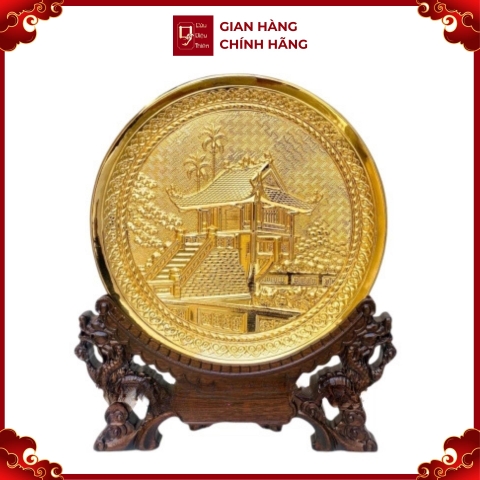 Tranh Đĩa Chùa Một Cột Bằng Đồng Mạ Vàng 24k ( Đường Kính 19cm ) - Cửu Diệu Thiên - TD004