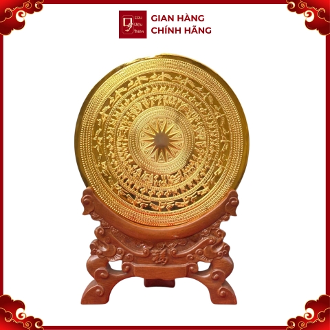 Tranh Đĩa Mặt Trống Đồng , Mạ Vàng 24k ( Đường Kính 30cm , Cao 42cm ) - Cửu Diệu Thiên - DT011
