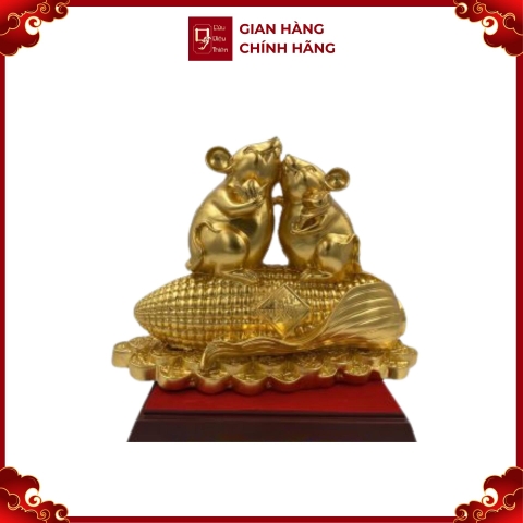 Tượng Đôi Chuột Đứng Trên Bắp - Đồ Đồng Cao Cấp - Cửu Diệu Thiên - THN117