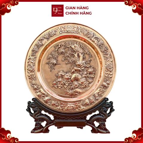 Tranh Đĩa Đồng Tùng Hạc Diên Niên ( 35x41cm ) - Cửu Diệu Thiên - TD018