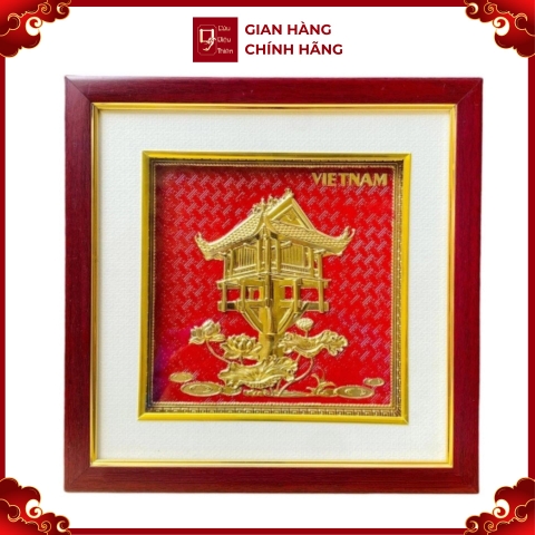 Tranh Đồng Chùa Một Cột - Đồng Đỏ , Giả Cổ ( 26x26cm ) - Cửu Diệu Thiên - MC003