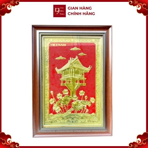 Tranh Đồng Chùa Một Cột - Đồng Đỏ , Giả Cổ ( 40x55cm ) - Cửu Diệu Thiên - MC005