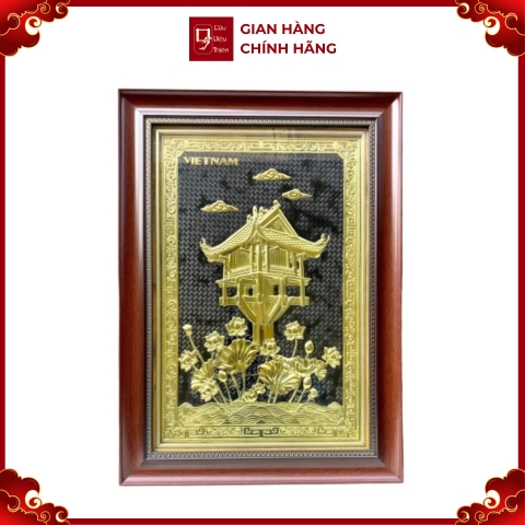 Tranh Đồng Chùa Một Cột - Đồng Đỏ , Giả Cổ ( 40x55cm ) - Cửu Diệu Thiên - MC006