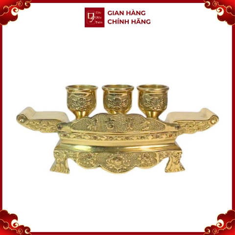 Bộ Kỷ Ngai 3 Chén - Đồng Vàng Cao Cấp - Cửu Diệu Thiên - KN004