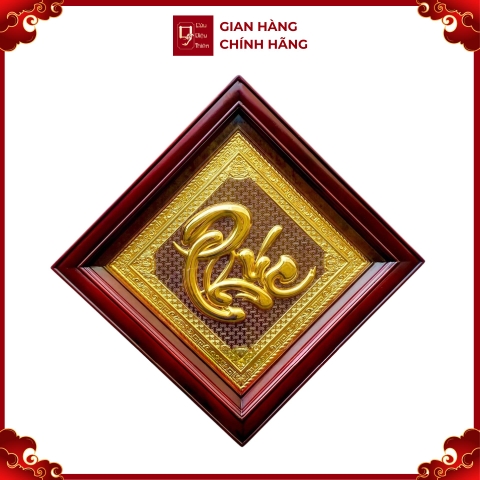 Tranh Đồng Chữ Phúc , Mạ Vàng 24K ( 50x50cm ) - Cửu Diệu Thiên - THN240