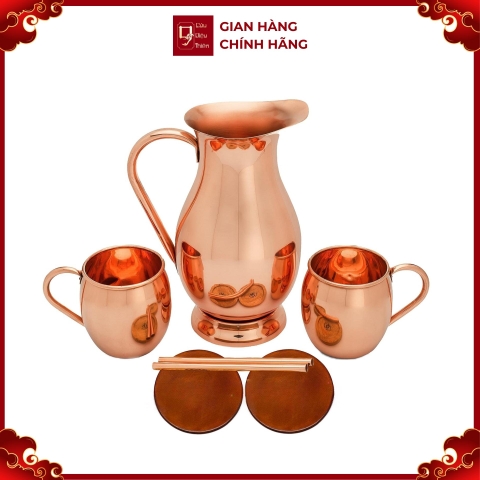 Bộ Bình Và Cốc Uống Nước - Đồ Đồng Cao Cấp - Cửu Diệu Thiên - THN133