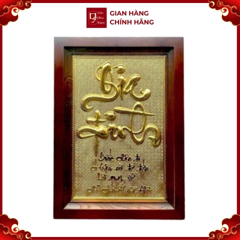 Tranh Đồng Chữ Gia Đình ,Mạ Vàng 24k ( 48x68cm ) - Cửu Diệu Thiên - CD008