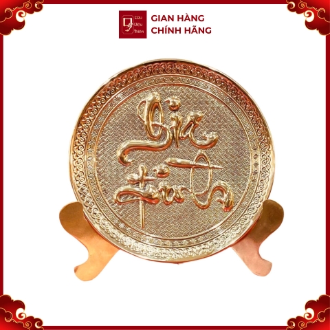Tranh Đĩa Đồng Chữ Gia Đình, Mạ Vàng 24K ( Đường Kính 21cm ) - Cửu Diệu Thiên - ĐC001