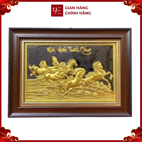 Tranh Đồng Mã Đáo Thành Công , Dát Vàng ( 28x38cm ) - Cửu Diệu Thiên - MD002