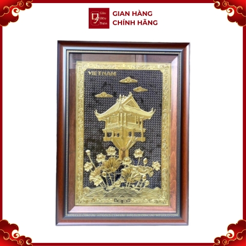 Tranh Đồng Chùa Một Cột - Đồng Đỏ , Giả Cổ ( 50x70cm ) - Cửu Diệu Thiên - MC0014