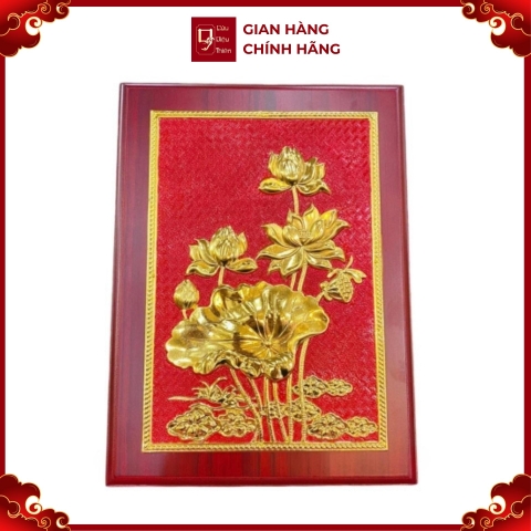 Tranh Đồng Hoa Sen Mạ Vàng 24k ( 32x23cm ) - Cửu Diệu Thiên  - ĐH001