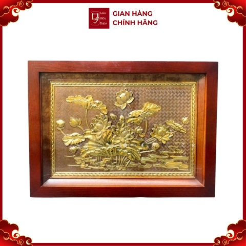 Tranh Đồng Hoa Sen , Giả Cổ ( 28x38cm ) - Cửu Diệu Thiên - SH023