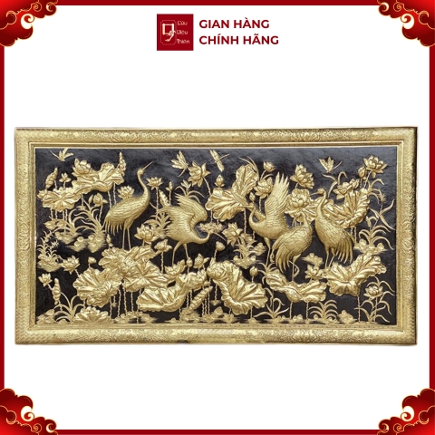 Tranh Sen Hạc - Đồ Đồng Cao Cấp - Cửu Diệu Thiên - THN408