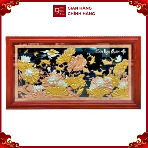 Tranh Cá Chép Hoa Sen - Đồ Đồng Cao Cấp - Cửu Diệu Thiên - THN378