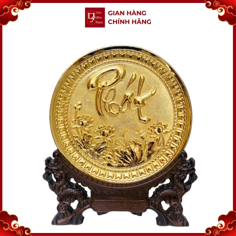 Tranh Đĩa Đồng Chữ Phát , Mạ Vàng 24K ( Đường Kính 19cm ) - Cửu Diệu Thiên - ĐC007