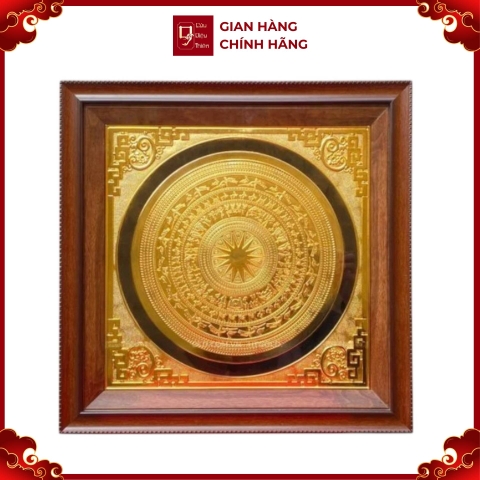 Tranh Đồng Mặt Trống Đồng , Mạ Vàng 24K ( 48x48cm ) - Cửu Diệu Thiên - ĐT015