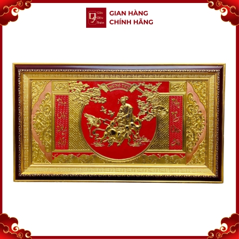 Tranh Đồng Mừng Thọ Bà Cụ , Dát Vàng ( 38x68cm ) - Cửu Diệu Thiên - THN219