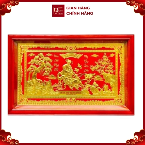 Tranh Đồng Mừng Thọ Bà Cụ , Dát Vàng ( 66x106cm ) - Cửu Diệu Thiên - THN220