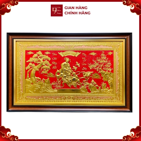 Tranh Đồng Mừng Thọ Ông Bà Cụ , Dát Vàng ( 66x106cm ) - Cửu Diệu Thiên - THN212