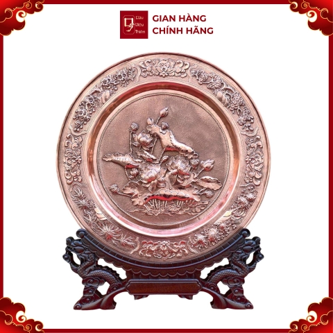 Tranh Đĩa Đồng Hoa Sen ( 35x41cm ) - Cửu Diệu Thiên - TD013