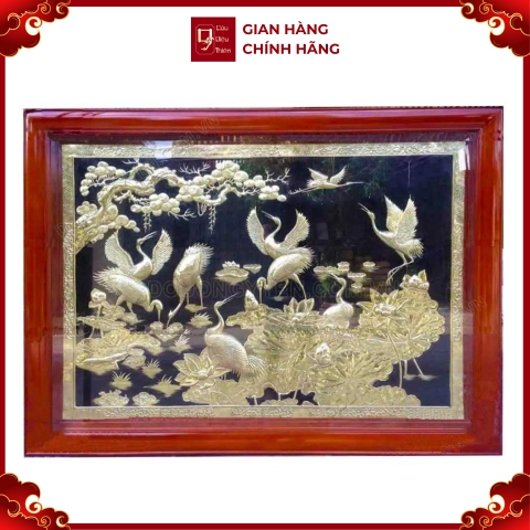 Tranh Sen Hạc - Đồ Đồng Cao Cấp - Cửu Diệu Thiên - THN410