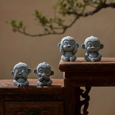 Bộ tượng thạch hầu tứ không đá sa thạch ST0380