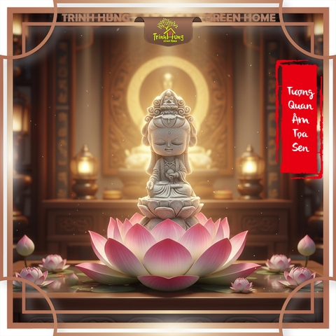 Tượng Quan âm tọa sen đá sa thạch ST.PVN2524