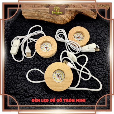Đèn led đế gỗ tròn mini