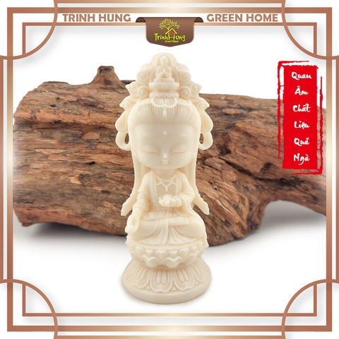 Quan âm tọa sen chất liệu quả ngà QNV1948