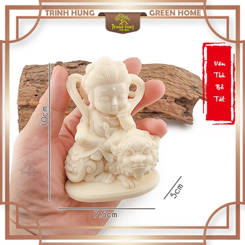 Tượng Văn Thù bồ tát chất liệu quả ngà QNV1945