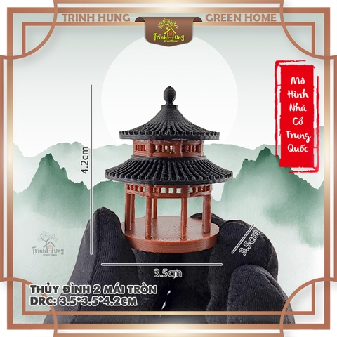 Mô hình nhà cổ trung quốc - thủy đình 2 mái tròn