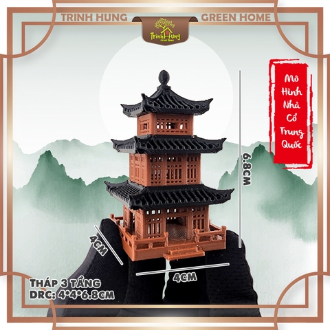 Mô hình nhà cổ trung quốc - tháp 3 tầng