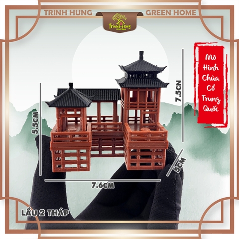 Mô hình nhà cổ trung quốc - Lầu 2 tháp