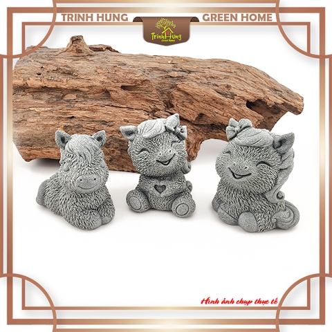 Bộ 3 tượng ngựa baby (thường) đá sa thạch