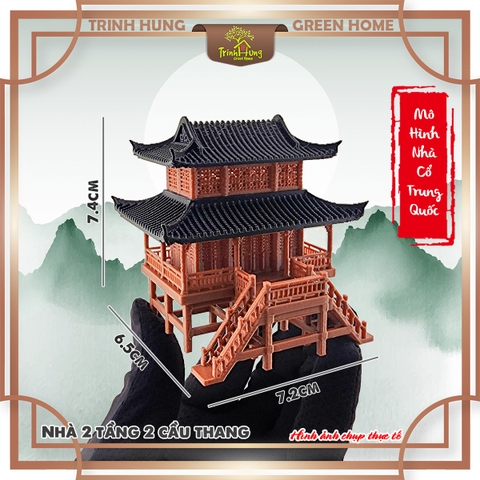 Mô hình nhà cổ trung quốc - nhà 2 tầng 2 cầu thang (lớn)