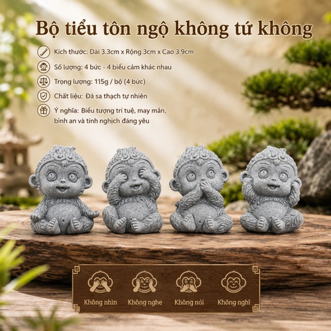 Bộ tiểu Tôn Ngộ Không tứ không đá sa thạch ST.PVN2677