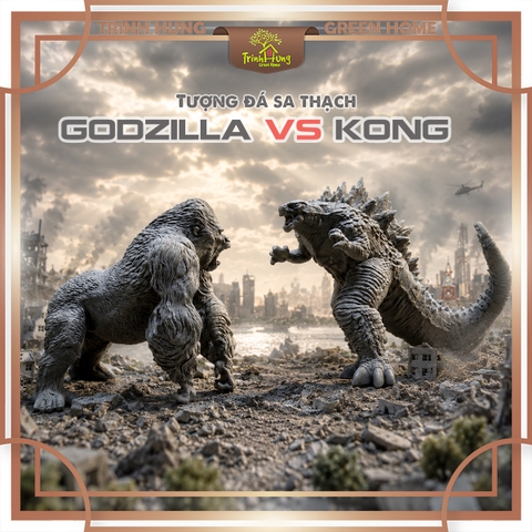 Bộ tượng Godzilla vs king kong đá sa thạch