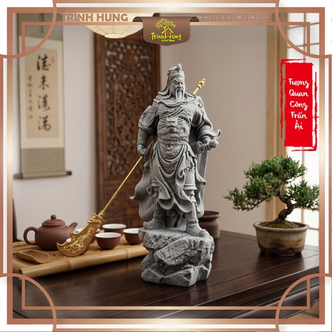 Tượng Quan công trấn ải đá sa thạch ST2586